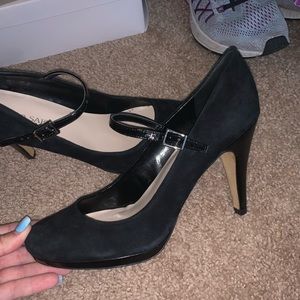Black suede Mary Jane Heel